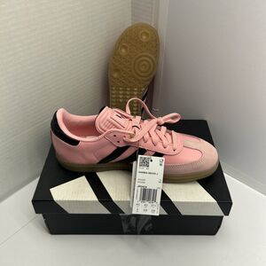 Adidas Messi J Samba Bubblegum Pink/Black Stripe Gum Mens SZ 5 Women SZ 7 NEW